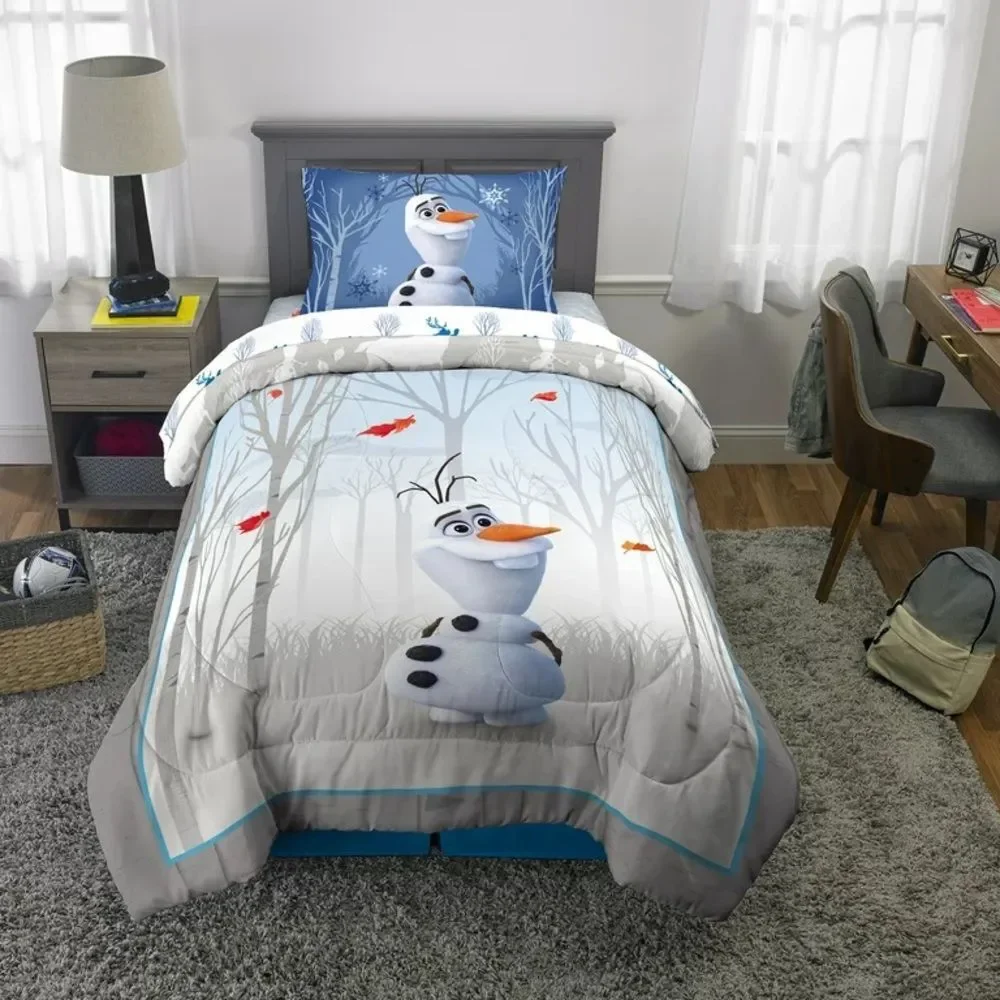 Disney Frozen Olaf Kids Comforter and Sham, 2-Piece Set, Twin/Full, Reversible